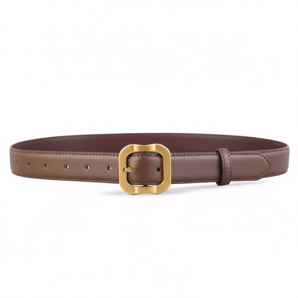 Leather Belt with Golden Buckle, image 3