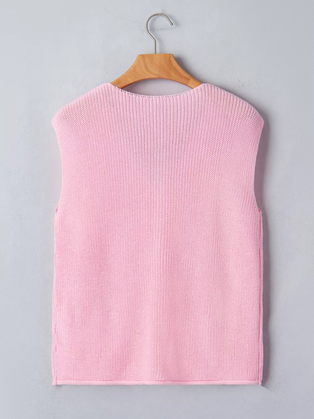 Solid Color Knit V Neck Button Front Sweater Vest, image 8
