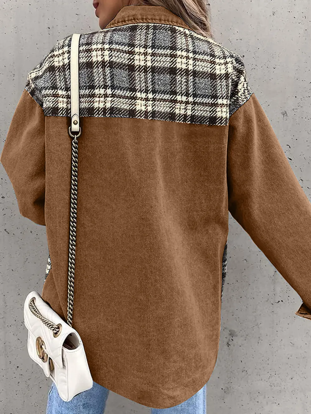 Plaid Button Up Dropped Shoulder Jacket, image 26