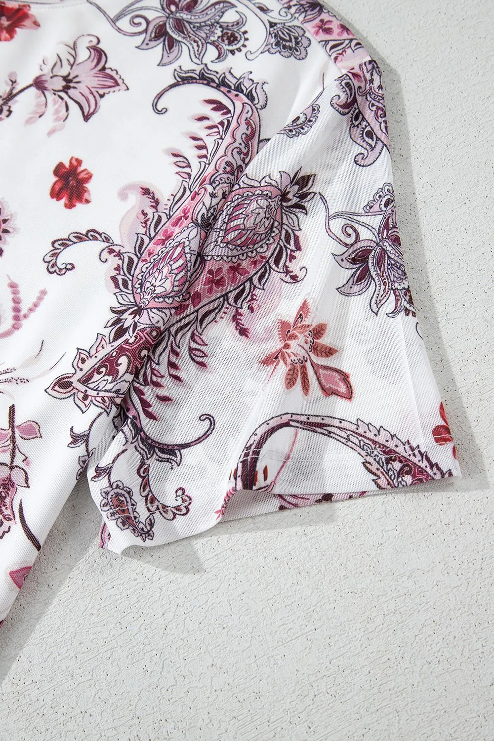 Paisley Mock Neck T Shirt, image 9