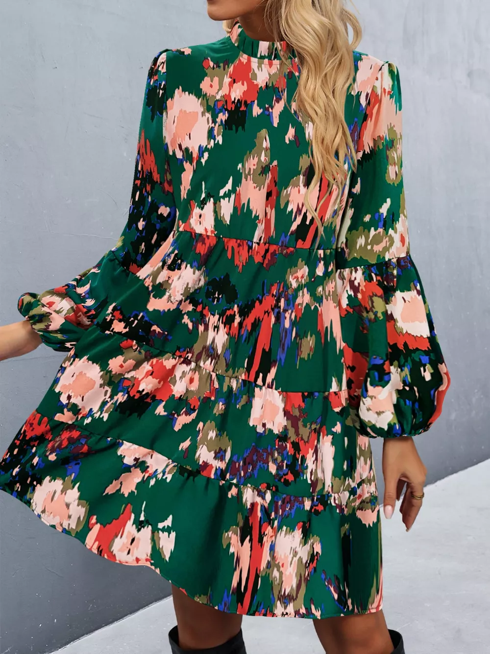 Printed Balloon Sleeve Mini Dress, image 23