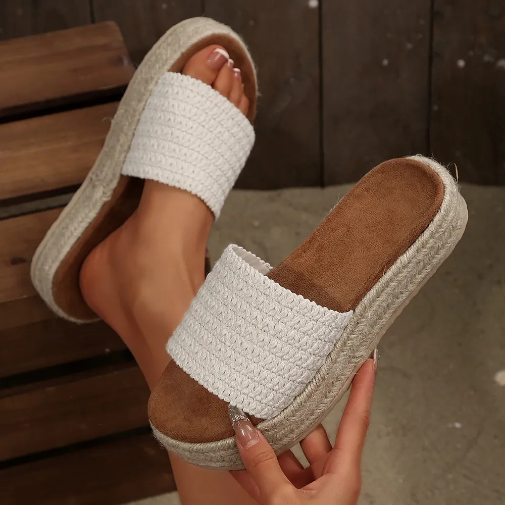 Open Toe Woven Platform Sandals, image 5