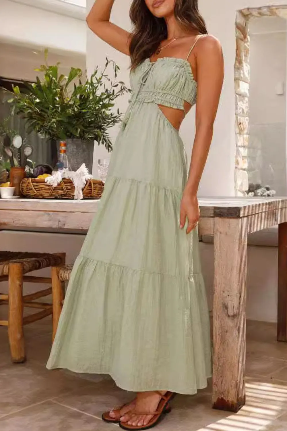 Cutout Square Neck Midi Cami Dress, image 31