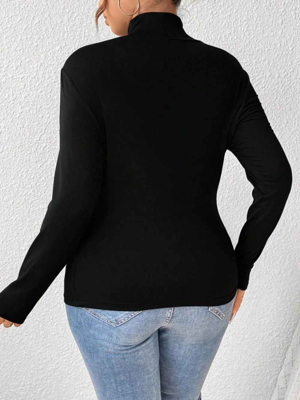 Plus Size Long Sleeve Fitted Turtleneck T-Shirt, image 3