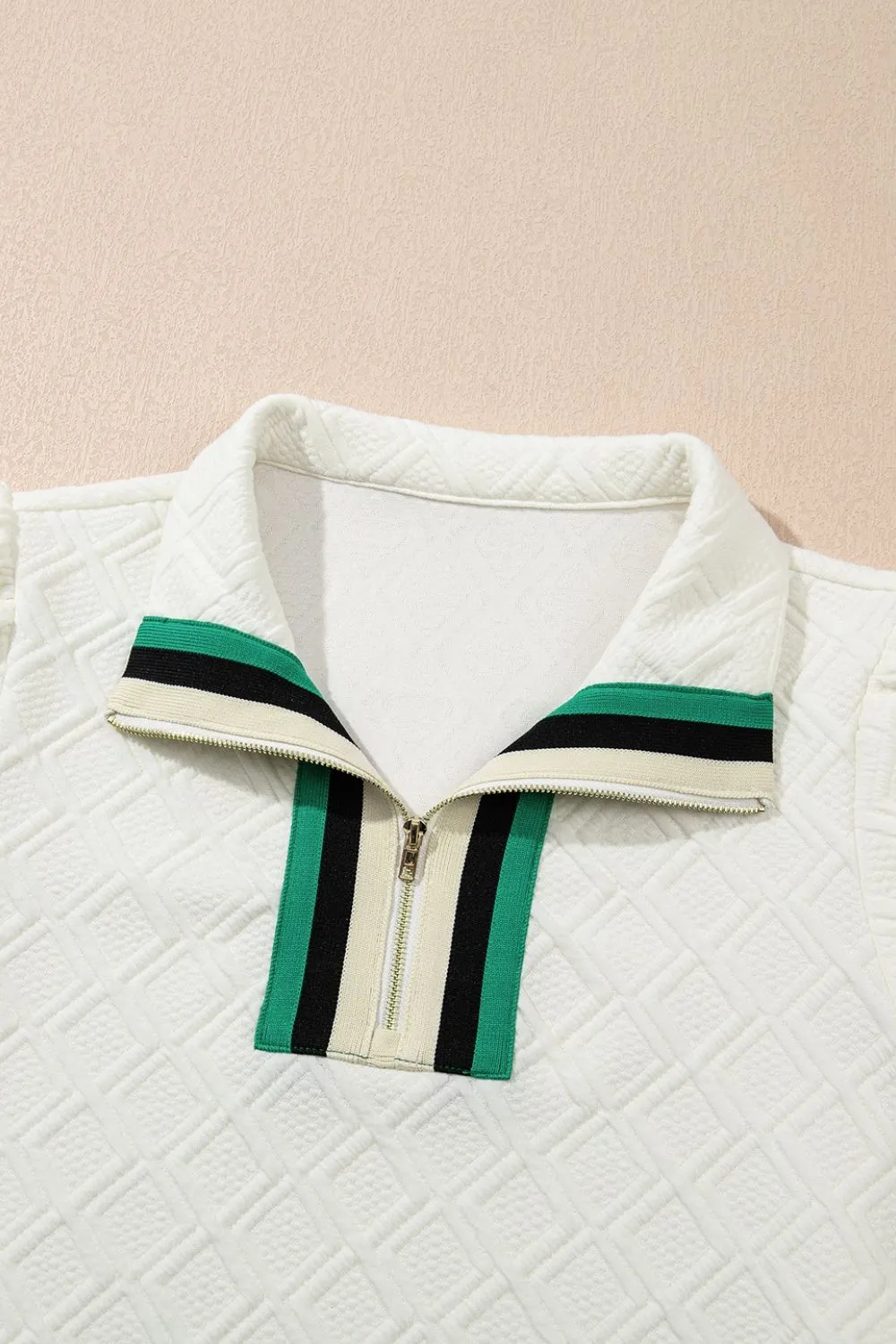 Striped Collared Zip Up Textured Dress, image 13