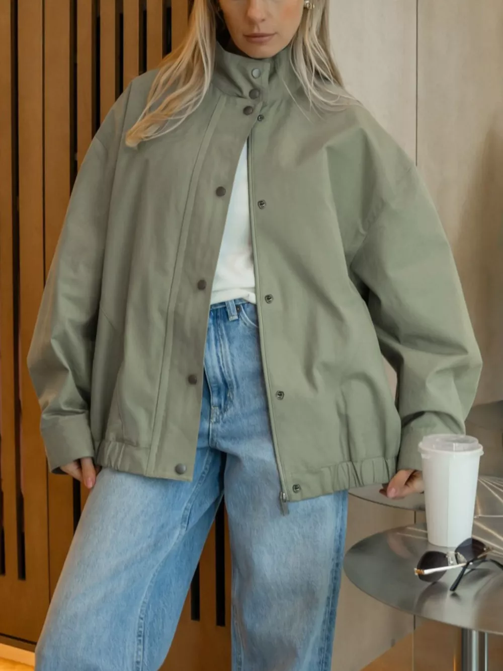 Snap Down Dropped Shoulder Jacket, image 9