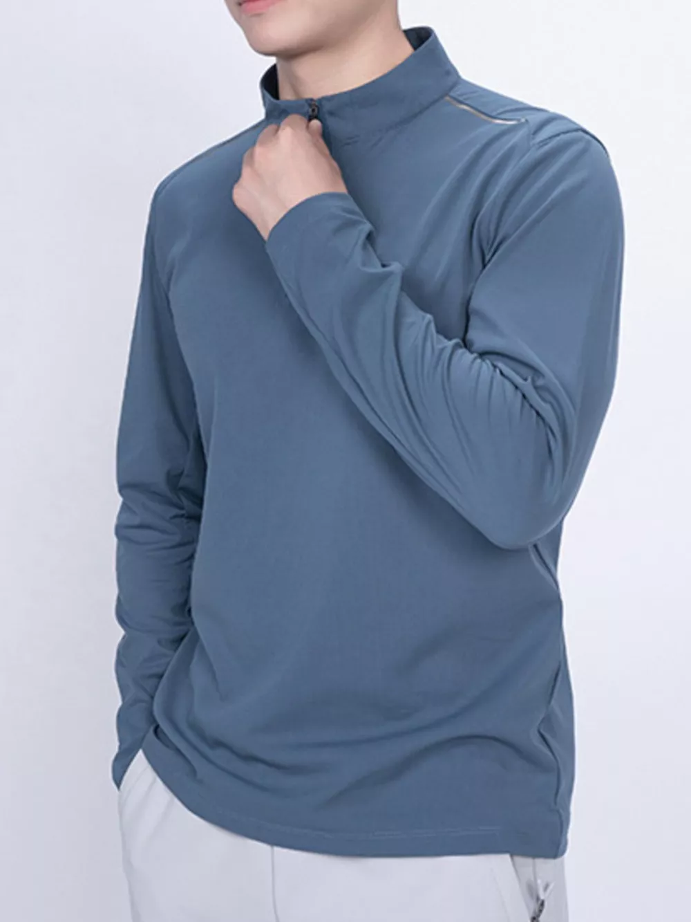 Men's Plus Size Long Sleeve Quarter T-Shirt, image 4