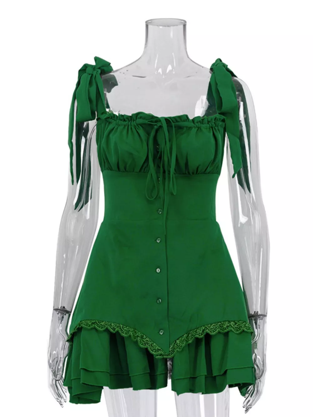 Tie-Shoulder Ruffled Mini Dress, image 4