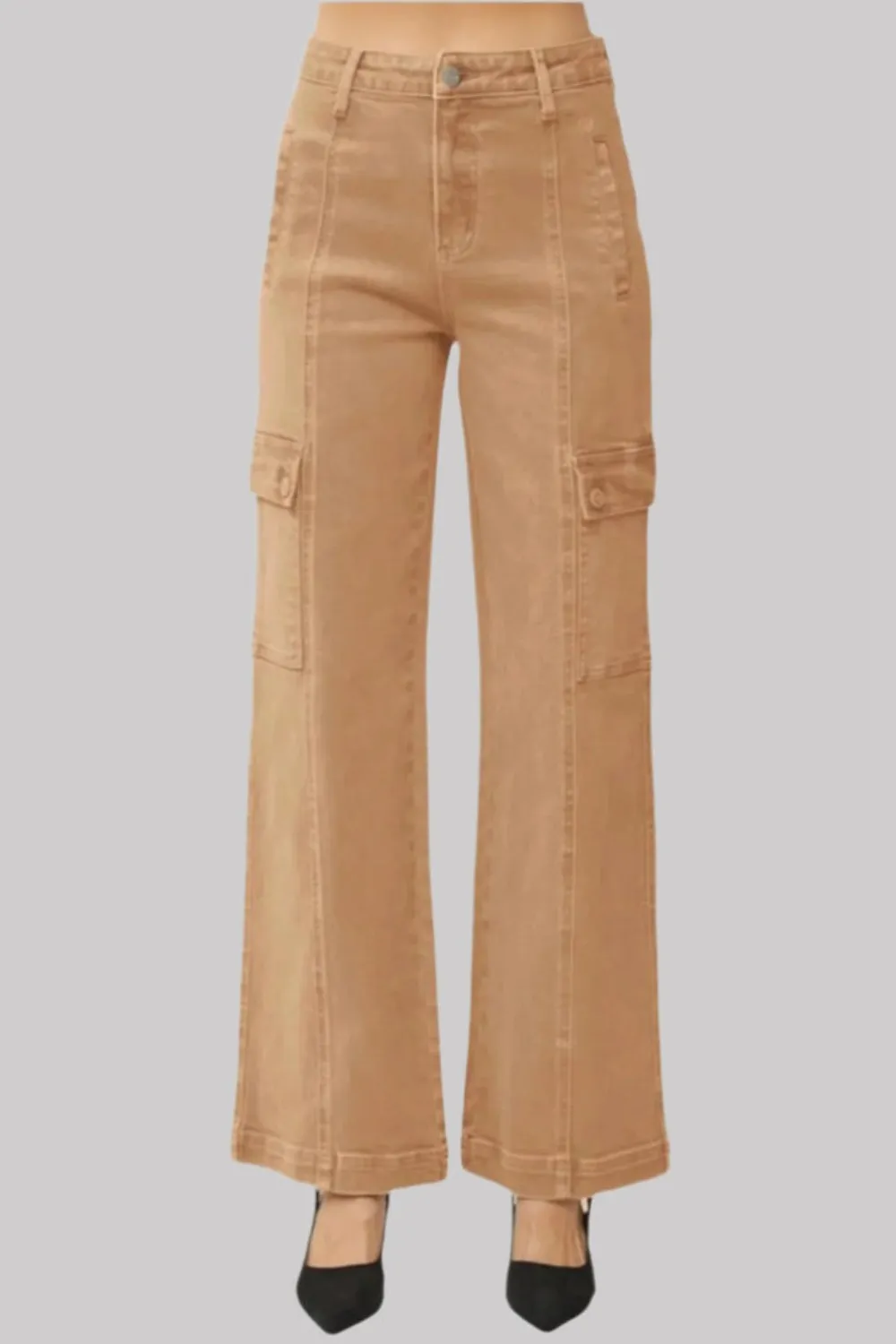 Full Size High Rise Wide Leg Cargo Jeans, image 4