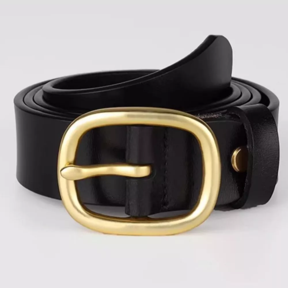 Cowhide Leather Belt with Golden Buckle, image 5
