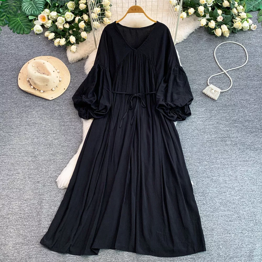 Balloon Sleeve Tie-Waist Dress, image 19