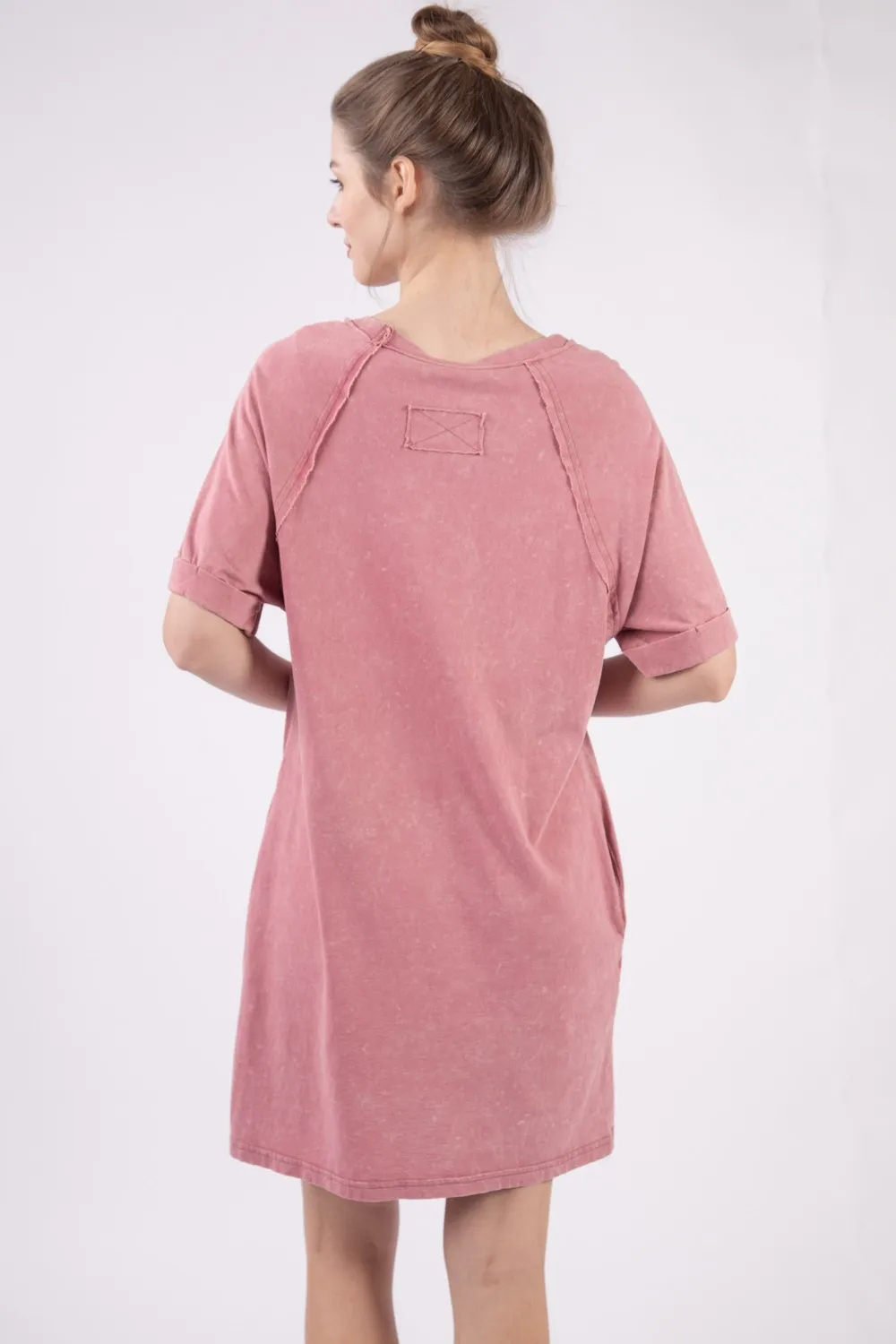 Washed Round Neck Mini Tee Dress, image 2