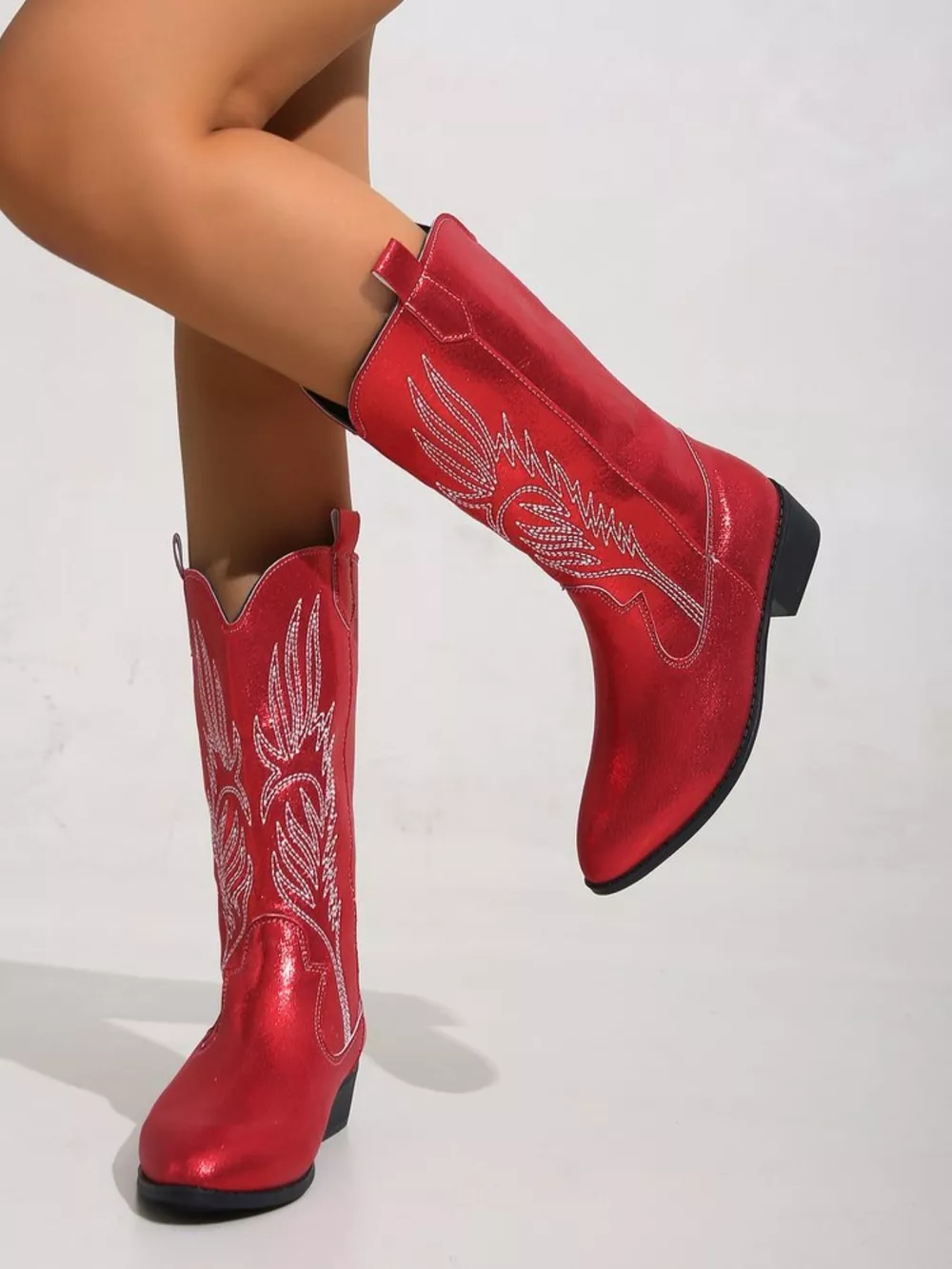 Embroidered Block Heels Boots, image 12