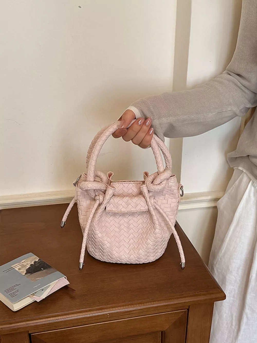 Woven Bucket Crossbody Bag, image 6