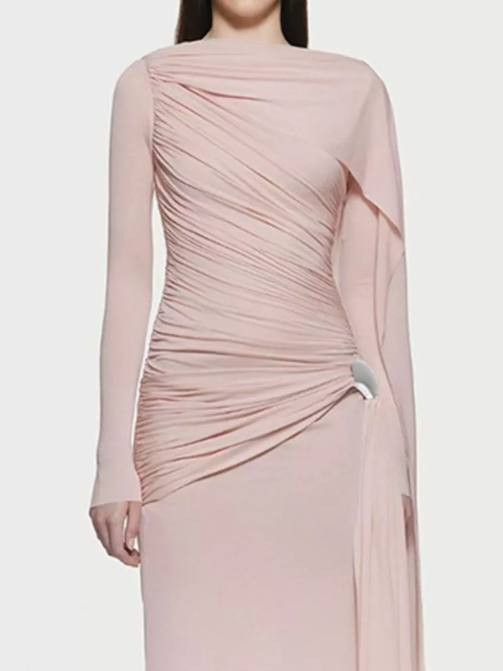 Ruched Draped Long Sleeve Maxi Dress, image 10