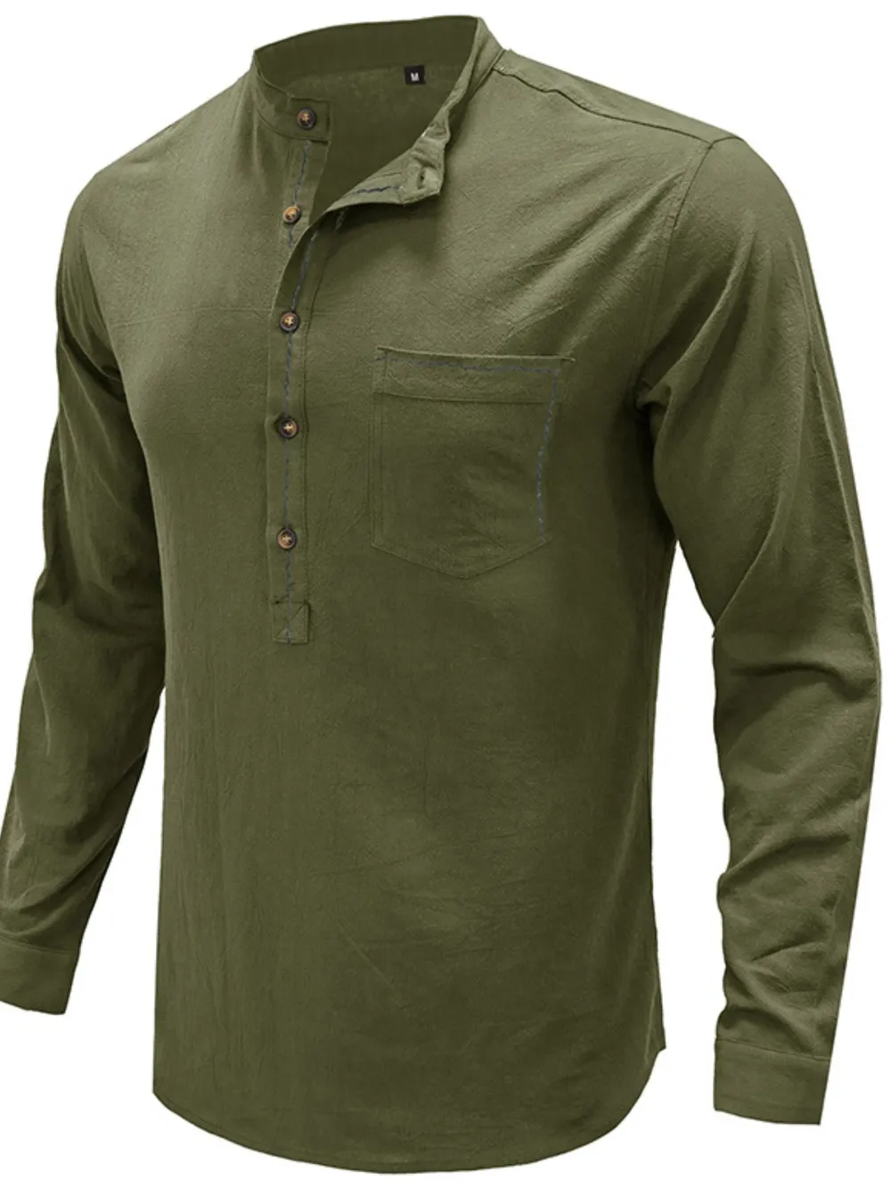 Men's Button Detail Long Sleeve Polo Shirt, image 7