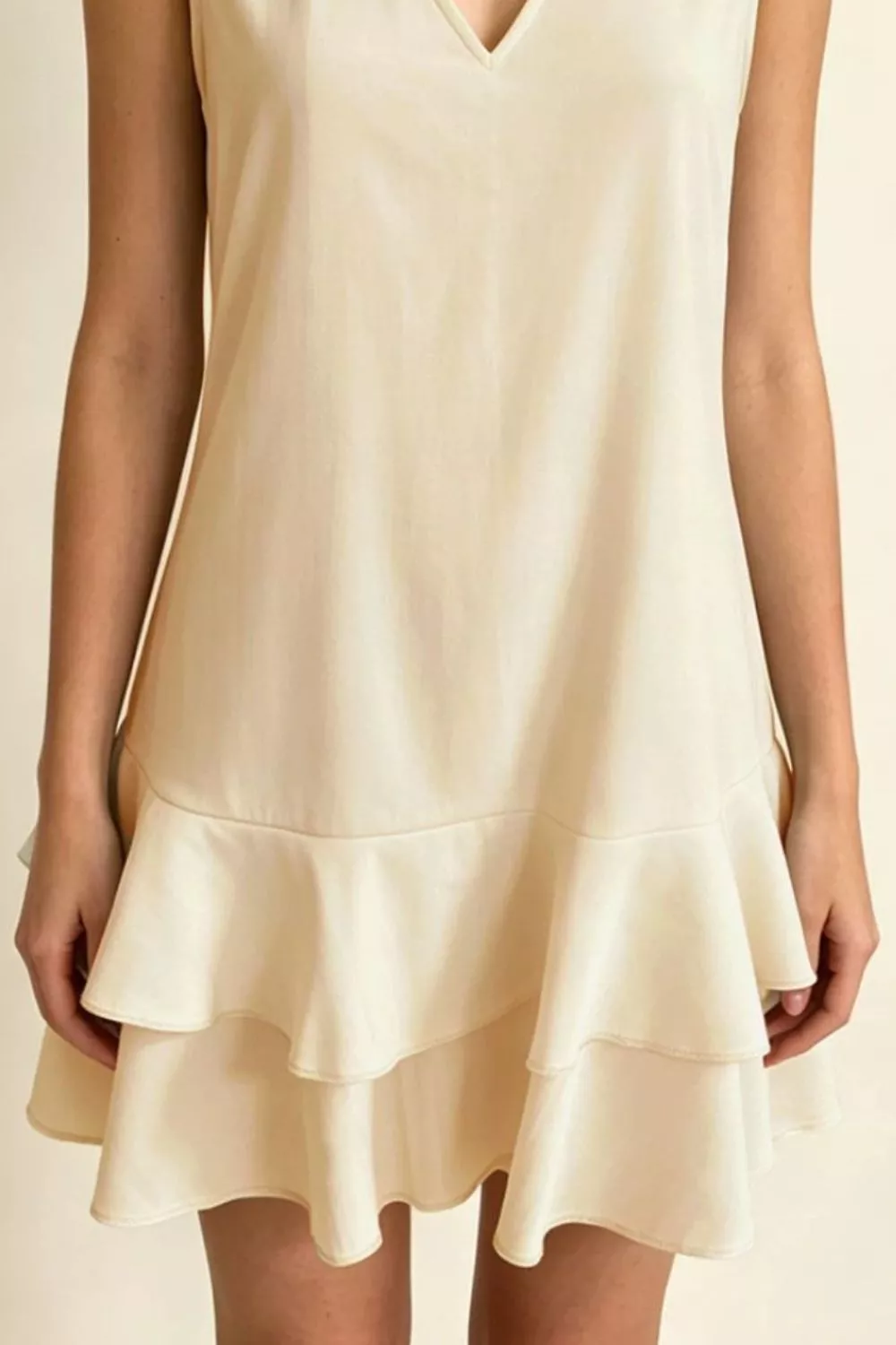 Full Size Sleeveless V-Neck Ruffle Hem Mini Dress Plus Size, image 3