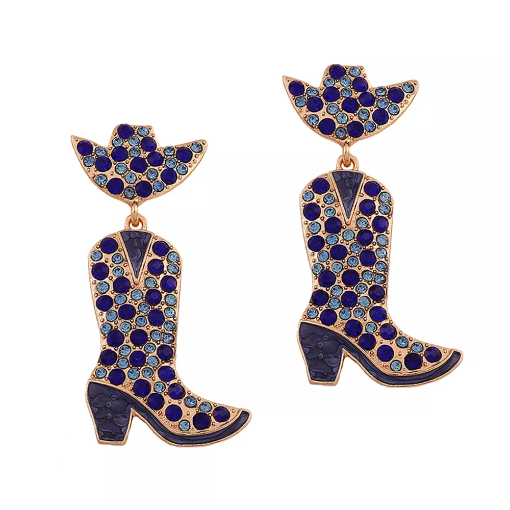 Rhinestone Cowboy Boot Dangle Earrings, image 12