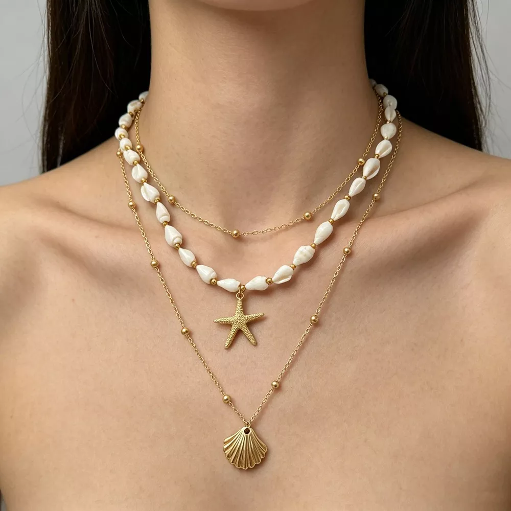Bohemian Seashell Layered Necklace, image 4