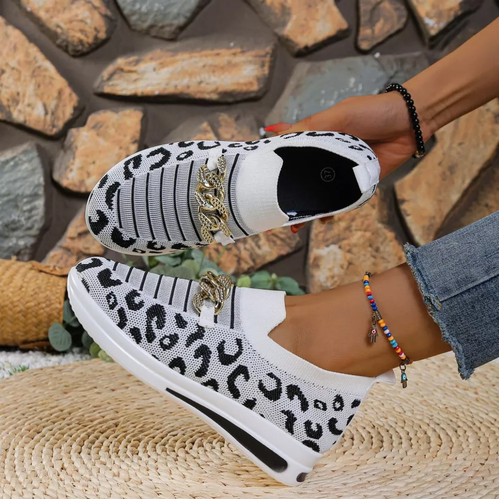 Leopard Round Toe Slip Ons, image 11