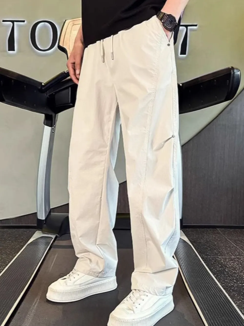 Men's Plus Size Drawstring Wide Leg Pants, image 2