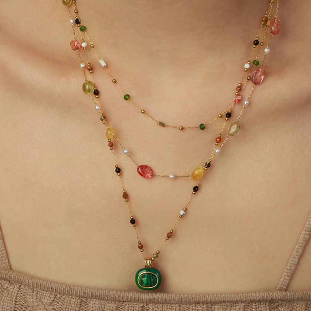Titanium Steel Gold-plated Bead Necklace, image 4