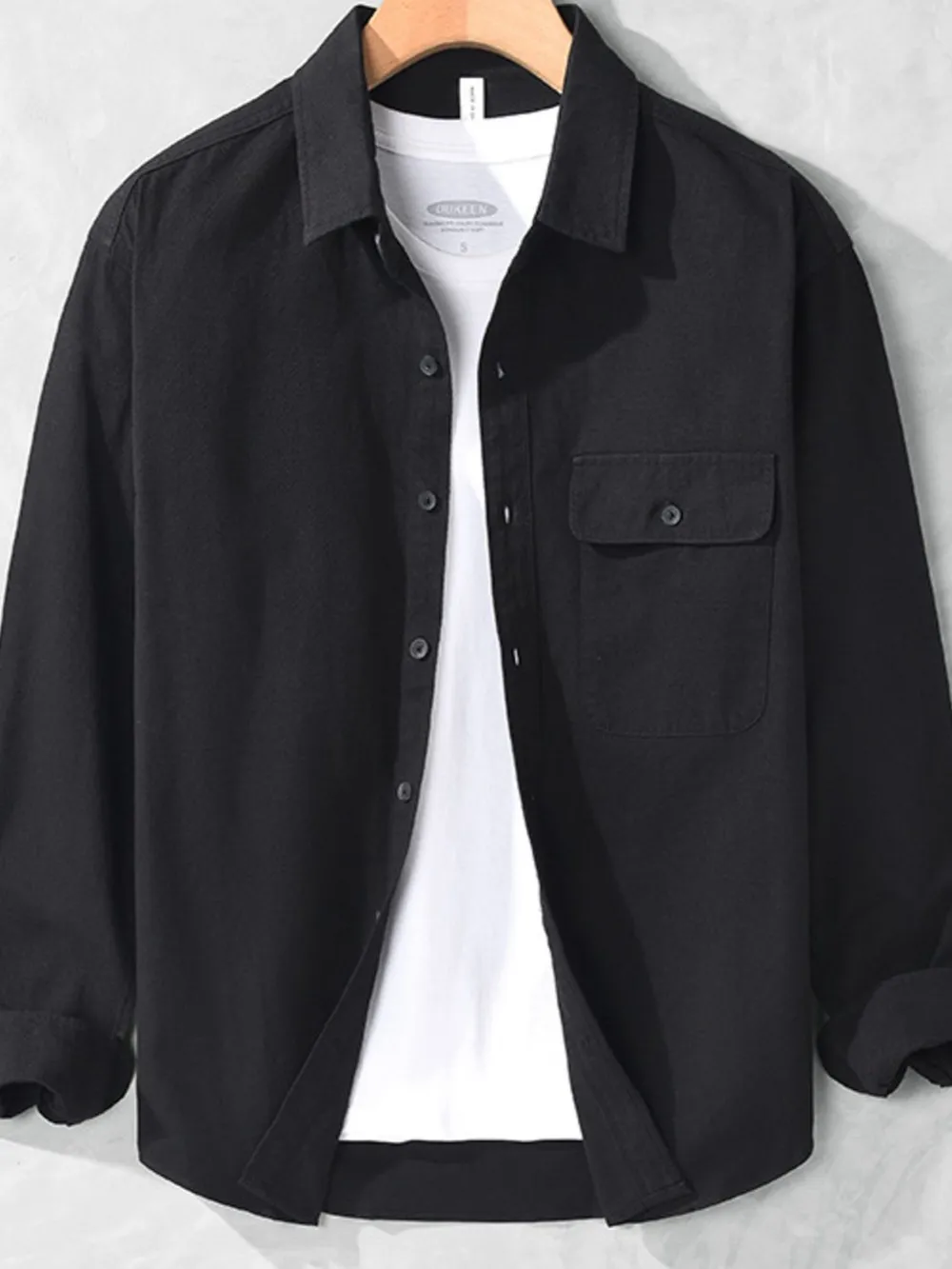 Men's Plus Size Casual Button-Down Shirt with Chest Pocket, image 2