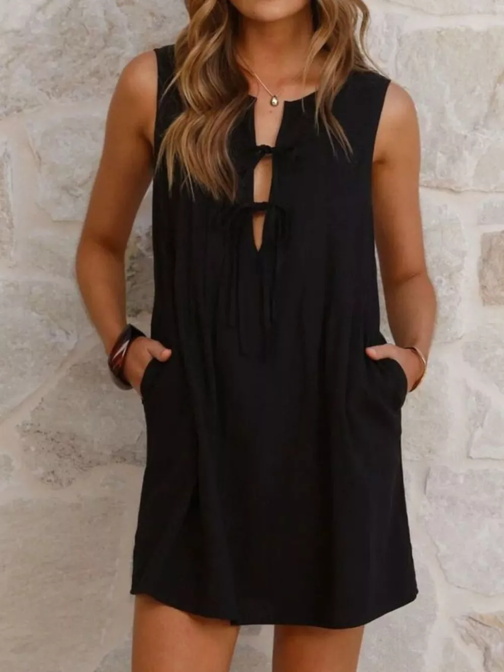 Sleeveless Tie-Front Mini Dress, image 18