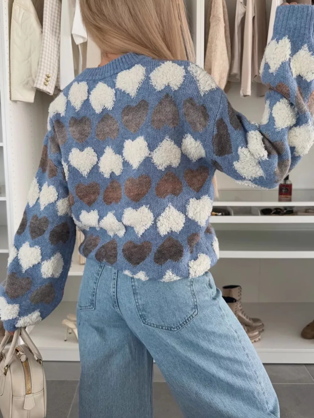Heart-Patterned Round Neck Sweater, image 8