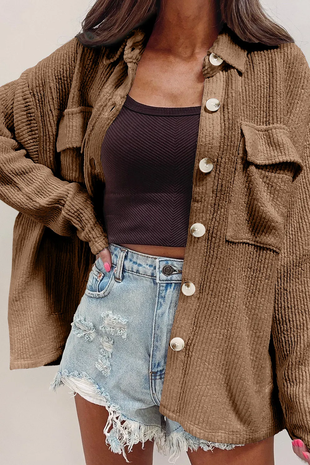 Button Up Long Sleeve Shacket, image 2