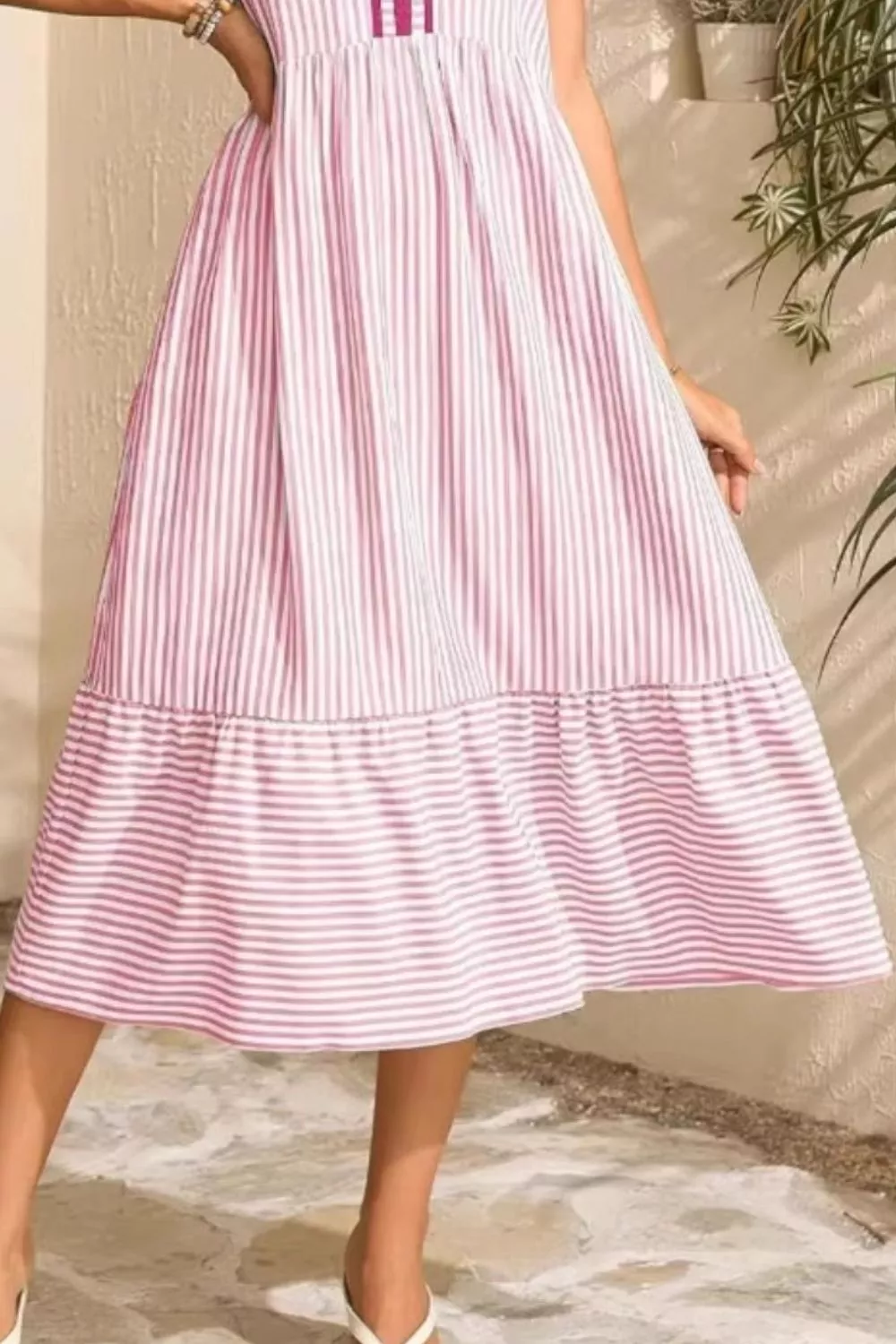 Striped Ruffle Sleeve Midi Dress, image 4
