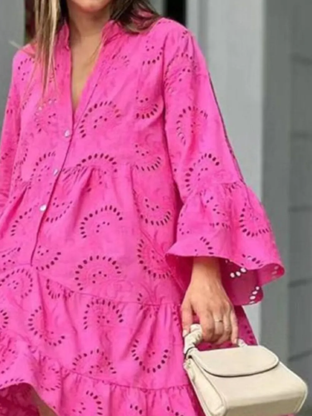 Full Size Eyelet Ruffled Hem Tiered Dress Plus Size, image 18