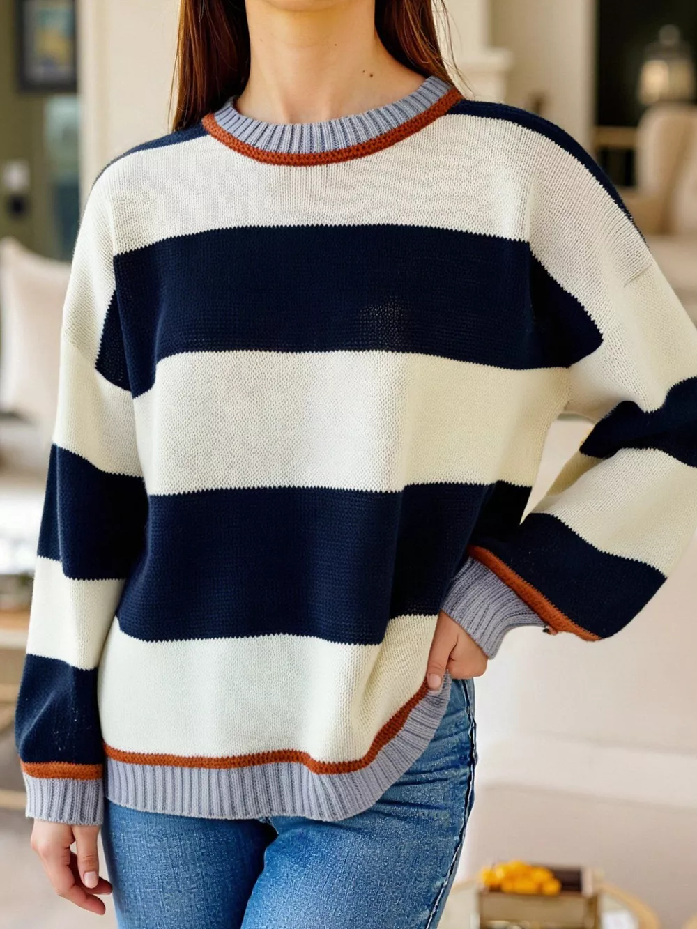 Color Block Round Neck Sweater, image 19