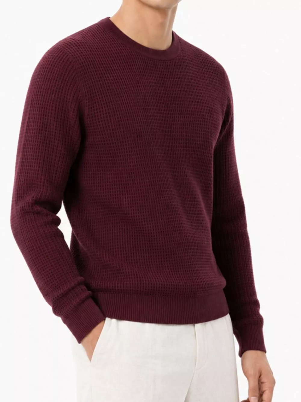 Men's Plus Size Waffle-Knit Crew Neck Knit Top, image 12