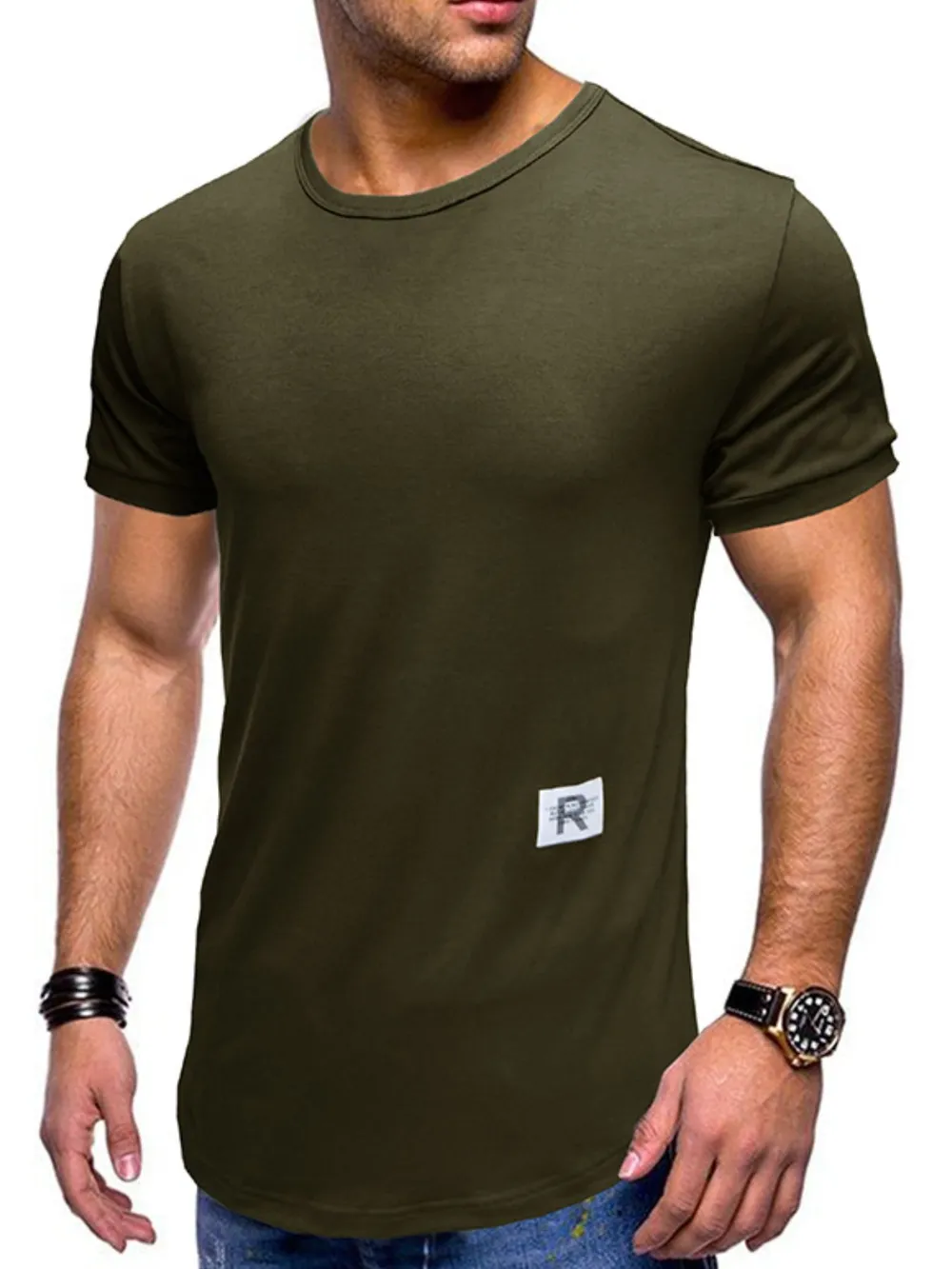 Men's Crew Neck Solid Color Basic T-Shirt