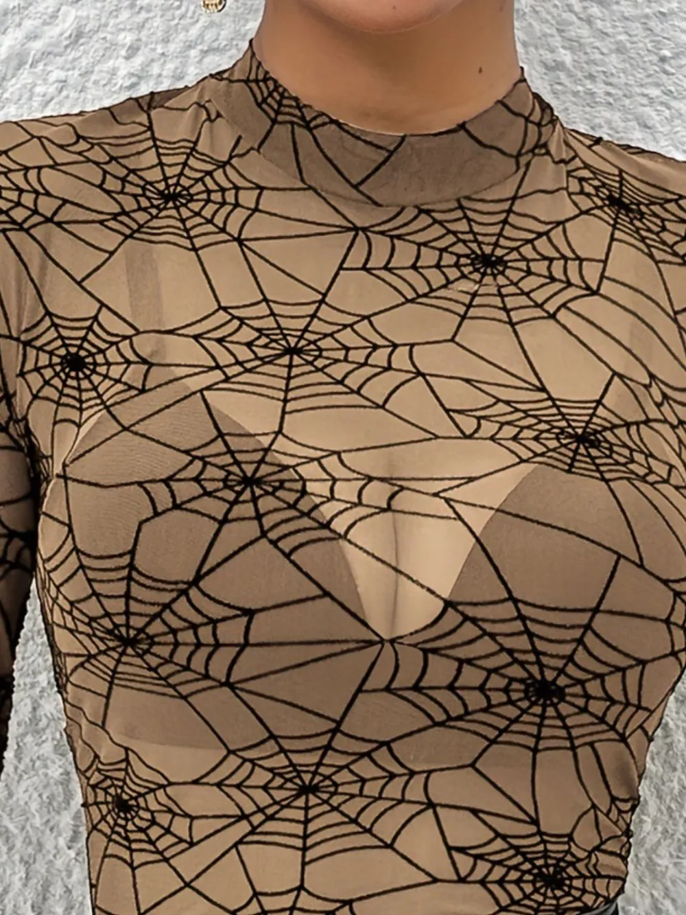 Spider Web Print Long Sleeve Blouse, image 4