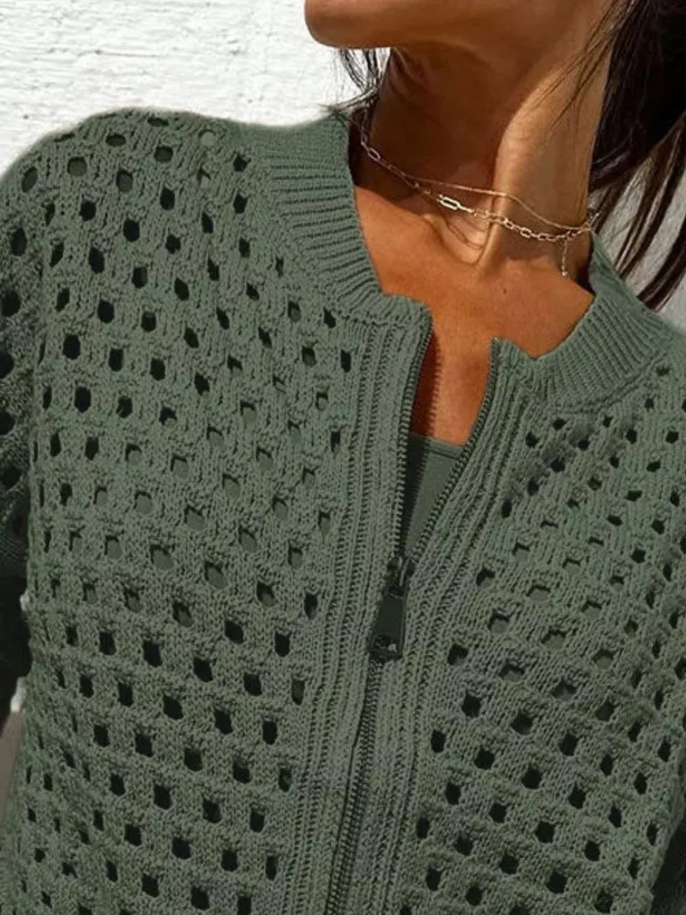 Full Size Crochet Knit Zip-Up Cardigan Plus Size, image 23