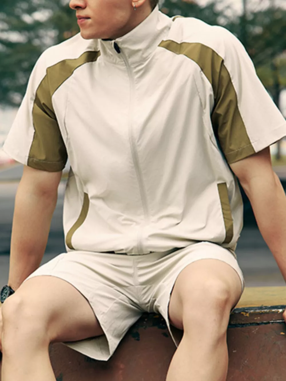 Men's Color Block Zip Up Short Sleeve Jacket, image 12
