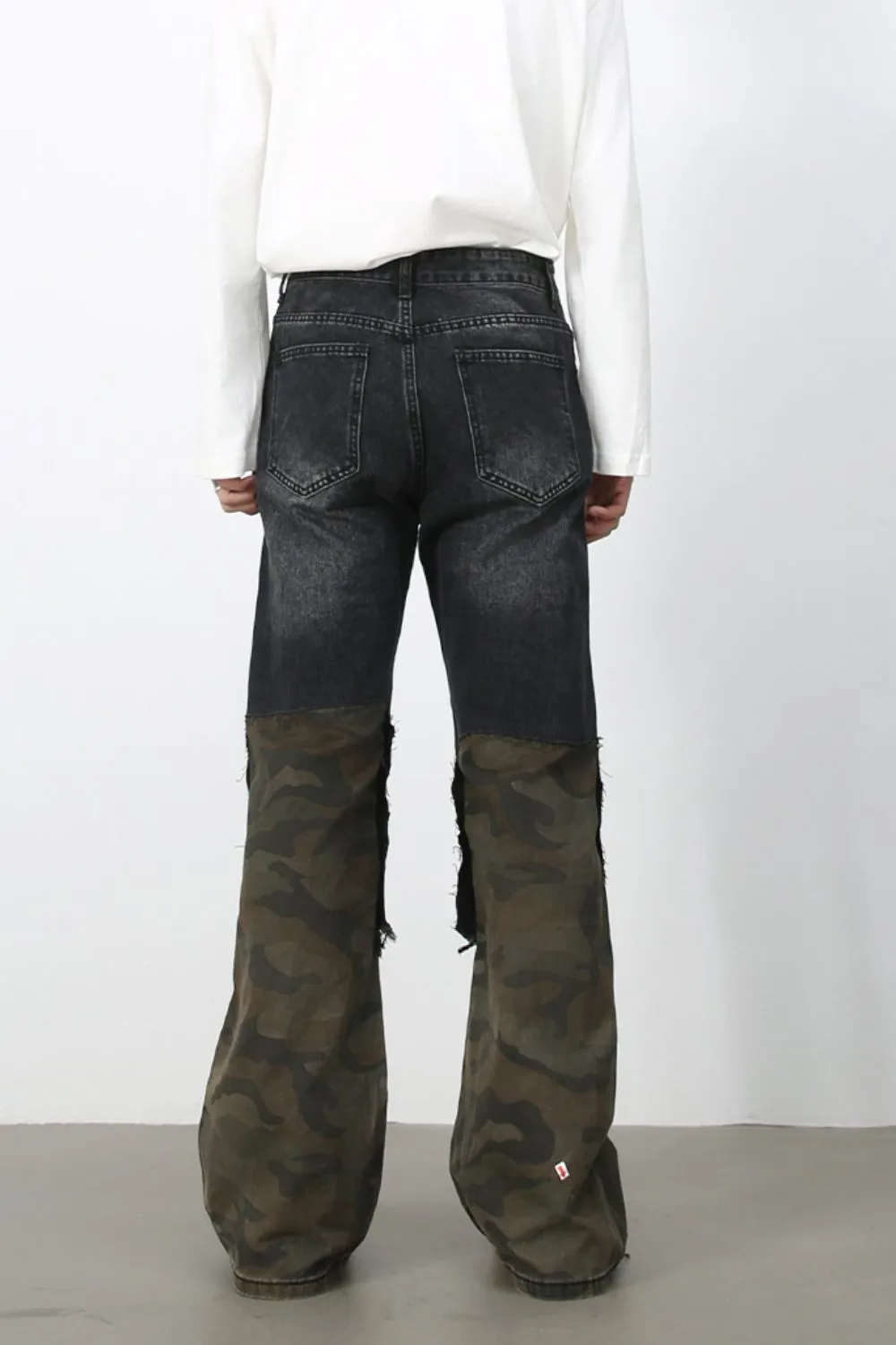 Men's Frayed Hem Camouflage Jeans, image 4