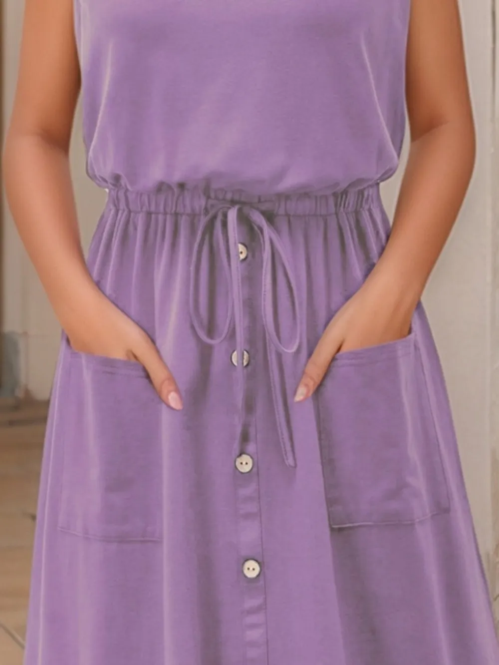 Full Size Round Neck Sleeveless Tank Dress Plus Size, image 18