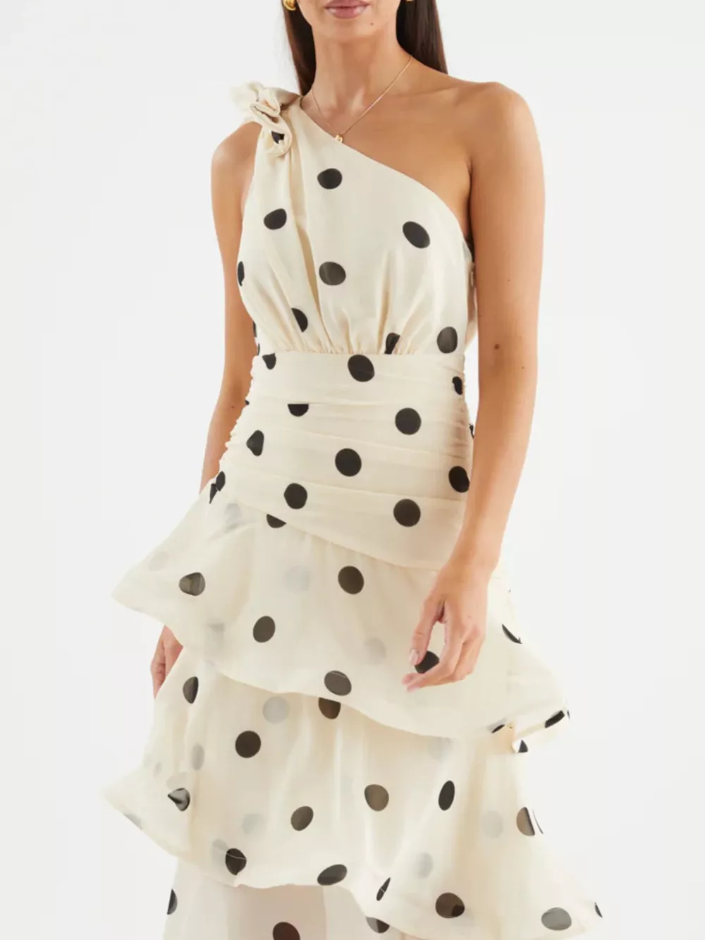 Polka Dot One-Shoulder Ruffle Dress, image 19