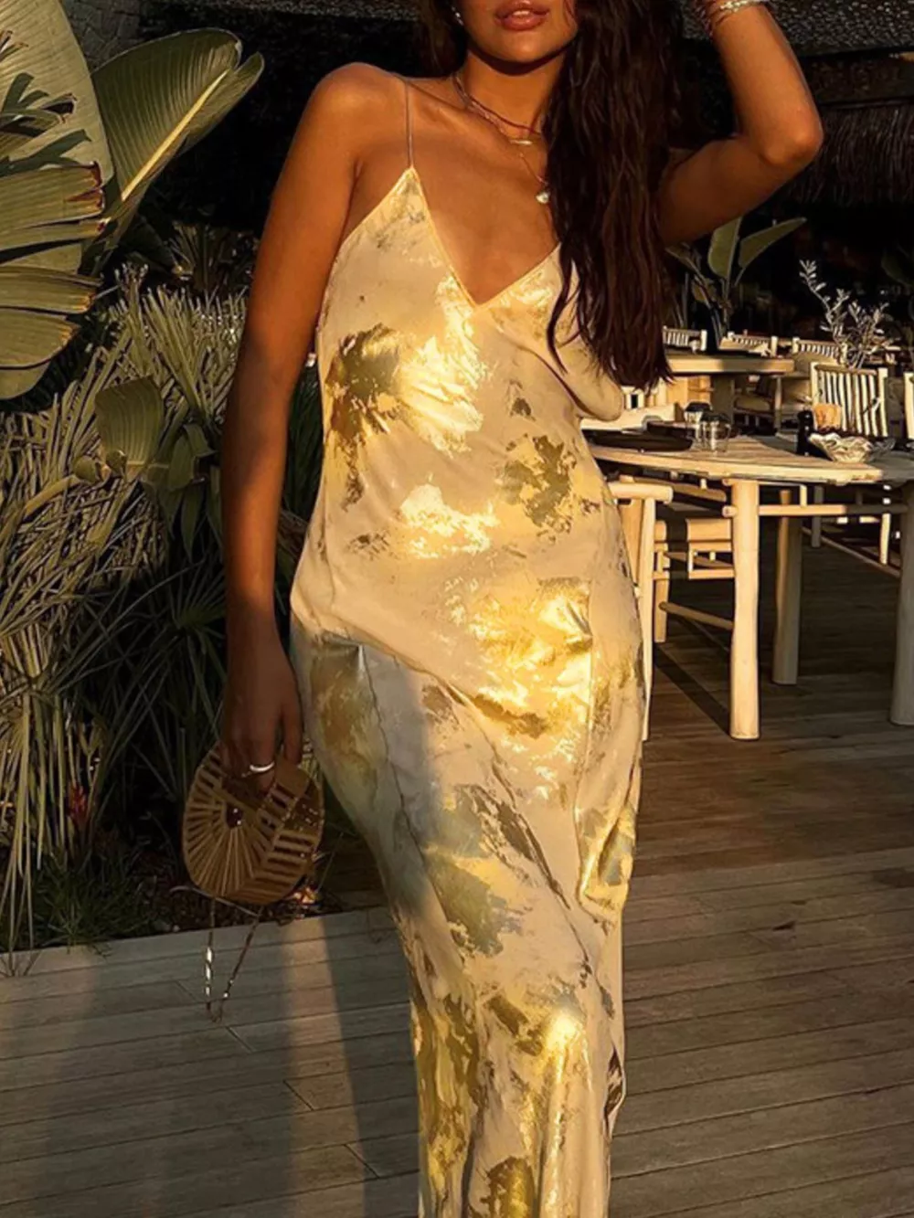 Backless V-Neck Maxi Dress, image 2