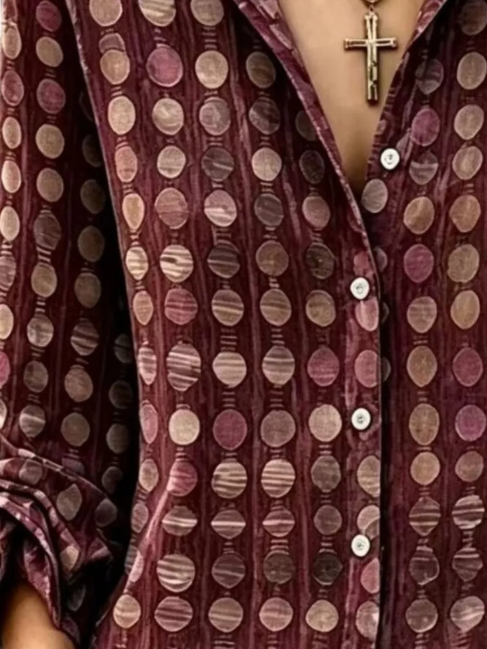 Full Size Circle Pattern Long Sleeve Shirt Plus Size, image 10
