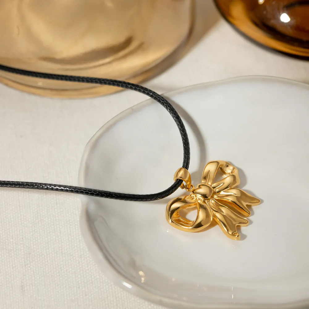 18K Gold-Plated Bow Pendant Necklace, image 2