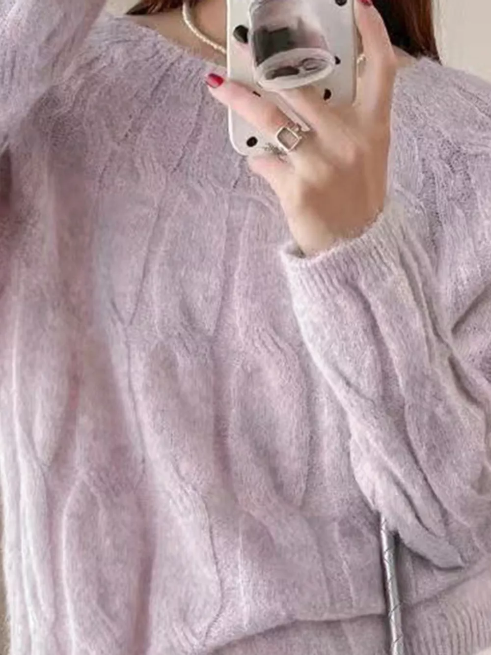 Cable-Knit Round Neck Sweater, image 8