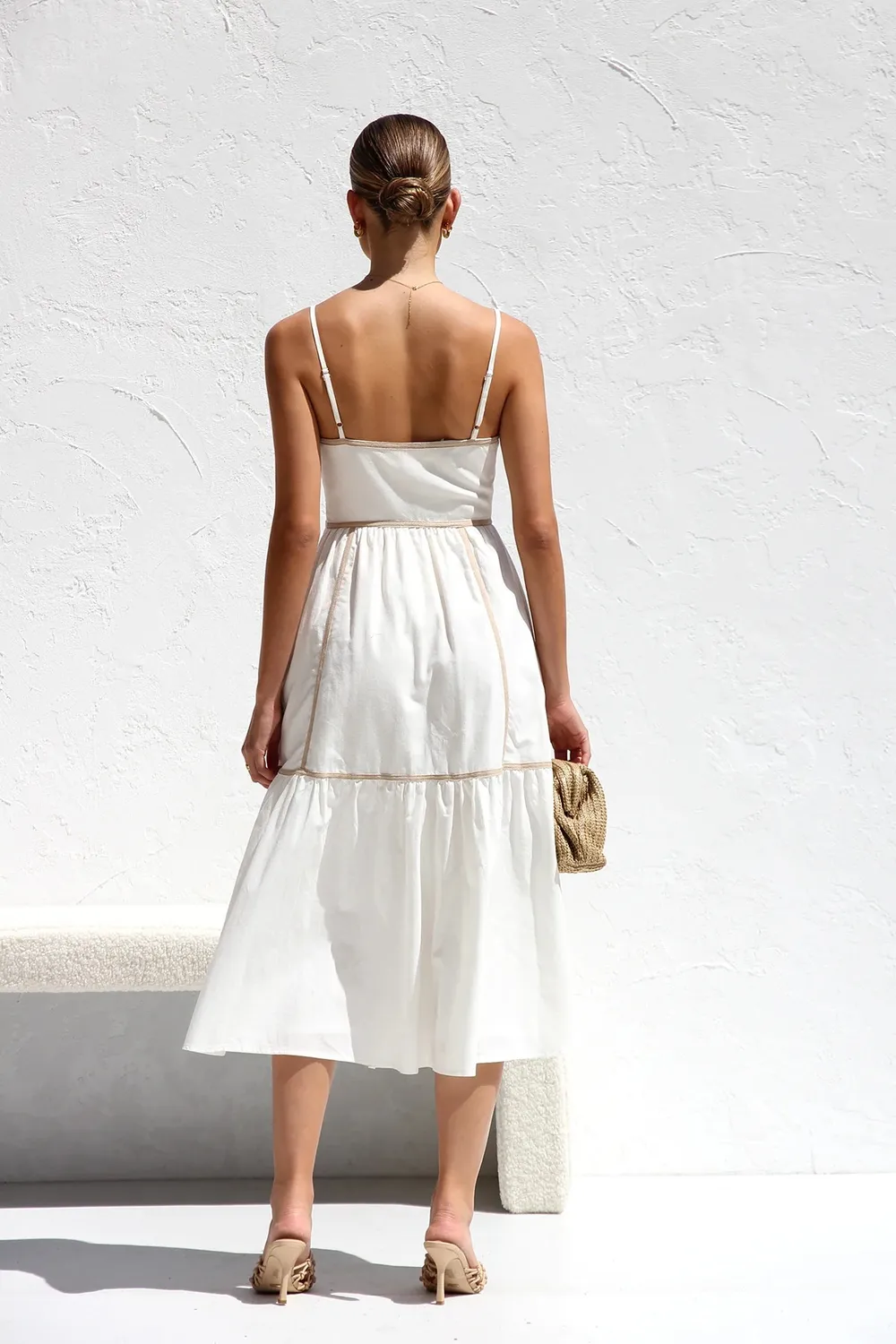 Contrast Trim Square Neck Midi Cami Dress, image 6
