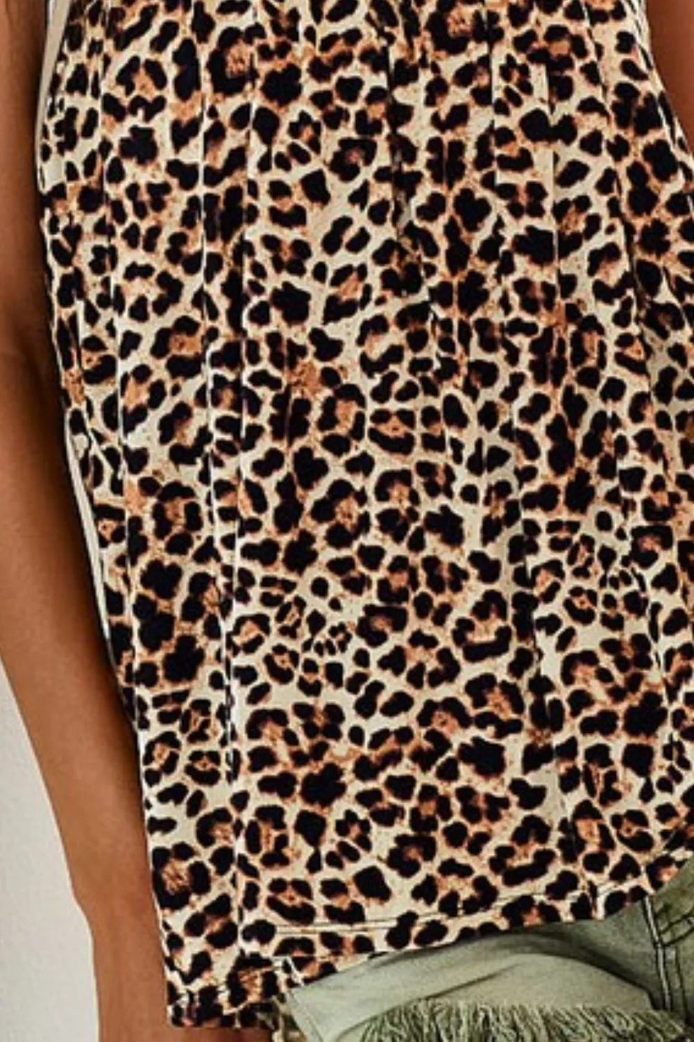 Leopard Printed Jersey Knit Gathering Cami Top, image 3