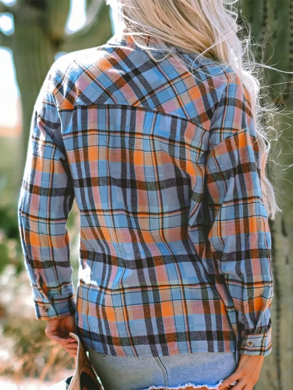 Plaid Collared Neck Long Sleeve Shirt, image 16