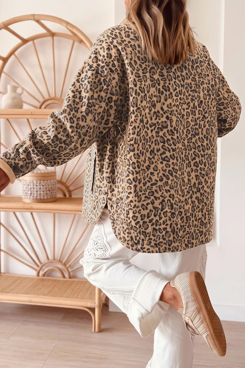 Leopard Print Denim Jacket, image 5