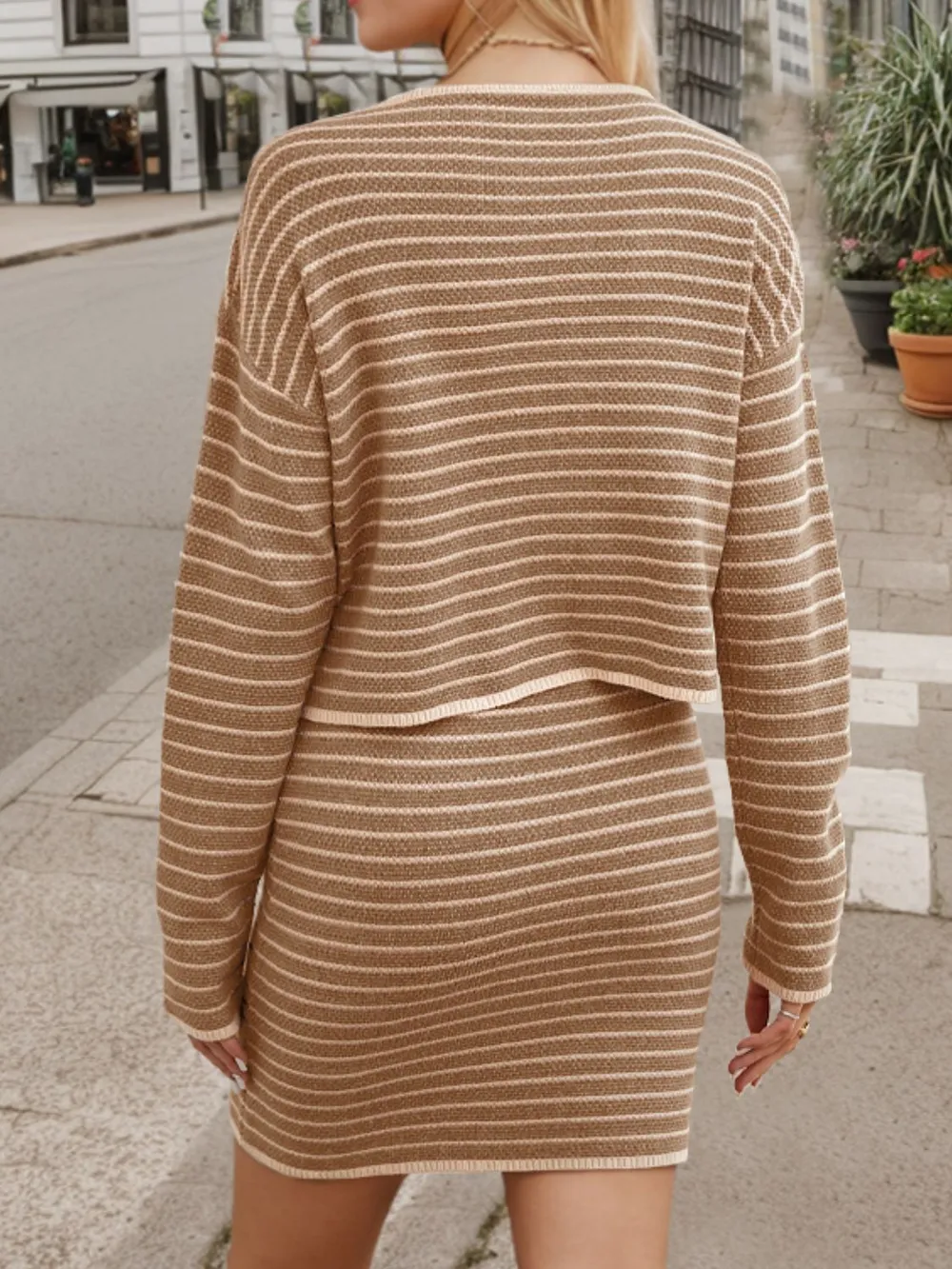 Striped Long Sleeve Top and Skirt Set, image 3